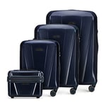 WITTCHEN Travel Suitcase Carry-On Cabin Luggage Hardshell Made of Polycarbonate with 4 Spinner Wheels Combination Lock Telescopic Handle Explorer Line Set of 4 suitcases Dark Blue