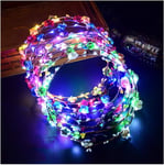 FunPa LED Flower Headband,7Pcs Flower Crown Garland Headband Flower Headdress F