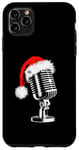 Coque pour iPhone 11 Pro Max Bonnet de Père Noël avec microphone - Style vintage - Karaoké - Amoureux de Noël