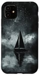 iPhone 11 Sailboat Minimalism Sketch Night Sky Stars Galaxy Case