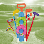 Childs Kids Plastic Starter Golf Set, Clubs, balls, holes, Trolley and flags