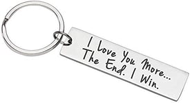 'I Love You More, The End. I Win' Keyring Romantic Valentine's Day Keychain in a Velvet Gift Bag