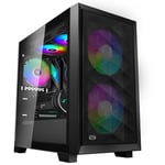 PCCOOLER C3D310 Boîtier PC, Boîtier Gaming M-ATX, 2 Ventilateurs PWM ARGB 120 mm préinstallés, Panneau latéral en Verre trempé, Boîtier à Flux d'air élevé MATX/ITX, Noir