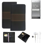 Wallet Case + headphones for Sony Xperia XZ Premium Protective Cover Brown