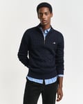 GANT - Kabelstrikket genser med half-zip til herre evening blue