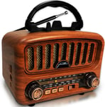 Poste Radio Portable avec Haut-Parleur Bluetooth,AM/FM/SW Petite Radio Vintage avec Haut-Parleur 5W et Bluetooth 5.0,Transistor Radio a Pile avec Fonction USB/TF/AUX (Or)(Q42)