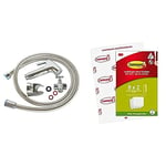 KIT COMPLET HYGIENE DOUCHETTE ABS & Languettes Accroches Tableaux Moyen Modèle Command, blanc, PH204-8EU