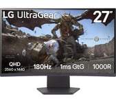 LG UltraGear 27GS60QC-B.AEK Quad HD 27" Curved VA LCD Gaming Monitor - Dark Grey, Silver/Grey,Purple