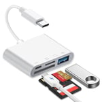 Lecteur de carte SD USB C, adaptateur micro SD vers type C pour iPhone 15, lecteur de carte SD pour iPhone USB C, adaptateur OTG 4 en 1 de type C lecteur de carte mémoire pour iPhone avec double fente