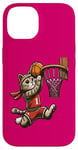 Coque pour iPhone 14 Belle idée cadeau design drôle chat qui fait du basketball