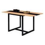 Table à manger extensible rectangle dover 6-8 personnes bande centrale noire design industriel 80-160 cm