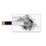 32GB USB Flash Thumb Drives Skull Bank Credit Card Shape Business Key U Disk Memory Stick Storage Contemporary Illustration of Smokey Skull Grungy Dark Horror Style Devil Evil Print Decorative,Grey W