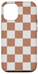 Coque pour iPhone 12/12 Pro Mousse moka moderne en damier et motif damier blanc