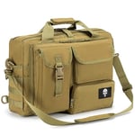 BAGZY Sacoche Homme Bandouliere Tactique Malette de Travail Sac à Main Militaire Sac de Survie Sac de Randonnée Sac Business Oxford Attache Case Homme MOLLE Sacoche Ordinateur 15.6/17 Pouces,Kaki