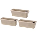 Paille - Lot de 3 jardinières auto-arrosantes pour l'intérieur et l'extérieur. Ensemble de 3 bacs à fleurs 40x20x17,5h avec système d'auto-arrosage