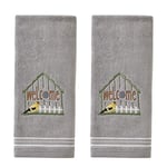 SKL HOME by Saturday Knight Ltd. Ensemble de Serviettes de Toilette Welcome Birdhouse, Gris