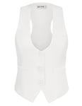 GRACE KARIN Femme Gilet sans Manche Vintage Gilet Costume Gilet Manteau Vintage Col en V Retro Cl2453-4/Blanc XXL