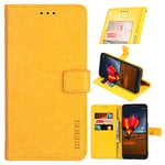 Alcatel 1 2021 Premium Leather Wallet Case [Card Slots] [Kickstand] [Magnetic Buckle] Flip Folio Cover for Alcatel 1 2021 Smartphone(Yellow)