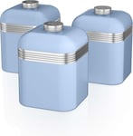 Swan Retro Canisters Set Tea Coffee Sugar Containers SWKA1020BLN (Blue)