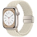 HITZEE Compatible with Apple Watch Strap 49/46/45/44/42/41/40/38mm, Nylon Stretchy Braided Band Magnetic Clasp Designed for Apple Watch Ultra 2 Series 10 9 8 7 SE 6 5 4 (38/40/41/42, Starlight)