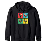 Colorful Funny Chicken Art, Crazy Chicken Rooster Family Zip Hoodie