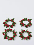 John Lewis Holly & Berry Napkin Rings, Set of 4, Green/Red