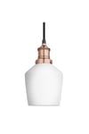 Brooklyn Opal Glass Schoolhouse Pendant Light, 5.5 Inch, White, Copper Holder