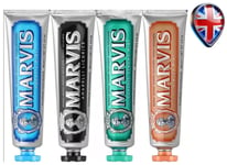 4x Marvis Toothpaste , Strong Mint, Acquatic Mint, Liquorice, Ginger - size 85ml