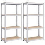 SONGMICS Lot de 2, Étagère de Rangement à 4 Niveaux, 40 x 80 x 160 cm, Capacité 520 kg, Planches Réglables, Style Industriel, pour Cuisine, Salon, Argent GLR044E02