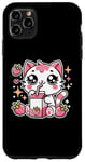 iPhone 11 Pro Max Funny Cat Kawaii Strawberry Milk Cartoon Anime For Women Case