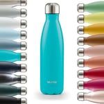 Blumtal® Bouteille isotherme Charles- Gourde 1l- Gourde inox 1l sans BPA froid&chaud- Thermos isotherme en métal- Bouteille d'eau- Thermos 1l- Gourde isotherme 1l - Pétrole