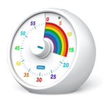 kiecky squirrel Visual Timer for Kids, 60-Minute Countdown Timer for Classroom Office Kitchen, Desk Timer Kids Time Management Tools with Silent Operation, Pomodoro Timer Rainbow Pattern (White)