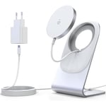 Magnetic Wireless Charger for iPhone 12 Series - 【With PD 20W USB C Adapter + Mag-Safe Charger】Convertible Fast Wireless Charging Station / Pad with 1.5m USB-C Cable for iPhone 12 Po Max Mini