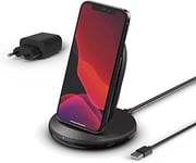 Belkin Chargeur à induction BoostCharge Stand 15 W (chargeur sans fil Qi rapide pour iPhone, Samsung, Pixel etc.) - Noir - Almentation incluse