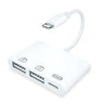 NÖRDIC Lightning adapter 1 till 3 portar 2xUSB A port och 1x Lightning port för laddning