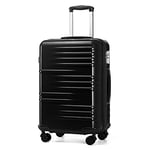 British Traveller Valise Grande Taille Valises Soute, Valise Rigide Trolley Ultra Légère en ABS+PC, Valise de Voyage avec roulettes 4x360 degrés et Serrure TSA, 74.5x49x30.5 cm (Noir)