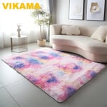 (Silkkivilla13-50X80CM)VIKAMA Tie-Dye Iso matto Olohuone Pörröinen lattiamatto Superpehmeä Lastenhuoneen Liukumaton Kodinsisustus Makuuhuoneen matto Pesu