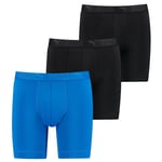 Puma Boxer Homme Long, Pack De 3 - Microfibre, Sport Micorfiber Long Boxer, Ecom Bleu/Noir L ( Large)