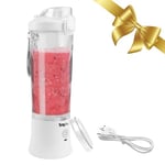 Portable Blender Smoothie Maker for Shakes and Smoothies 600ml Personal Blender Mini Blender USB Rechargeable with 6 Blades Leakproof Smoothie Blender for Gym Travel Sports Office, White-Total Chef