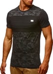 Leif Nelson T-Shirt d'été pour Homme avec col Rond, Coupe Droite, t-Shirt en Coton, t-Shirt décontracté pour Homme, t-Shirt à Manches Courtes Stretch, Noir, XXL