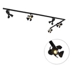 Movie - Système sur rail spot luminaire plafond, plafonnier compatible pour led - 5 lumière - l 300 cm - Noir - Moderne - éclairage intérieur - Salon