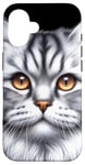 Coque pour iPhone 16 Chat tigré argenté x Chat mignon x Chat gris