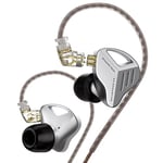 KZ ZVX HiFi in Ear Monitors Écouteurs Dual Dynamic Drivers in-Ear Headphones avec câble Plat OFC détachable 2PIN 0,75 mm pour audiophiles, PC, MP3, MP4(avec Micro, Silver)