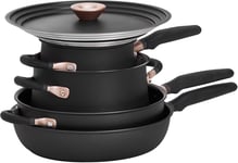 Meyer Accent Induction Hob Pan Set Non Stick - 6 6 Piece Set, Matte Black 