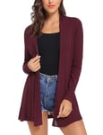 Sykooria Cardigan Longue légere Loose-Fit pour Femme Cardigan confortable en tricot avec briquet, Vin rouge, XL