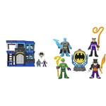 Fisher Price Imaginext DC Super Friends Gotham City Jail Recharged & Imaginext DC Super Friends Bat-Tech Bat-Signal Multipack, figure set of 4 characters with lights and accessories for kids ages 3+