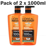 L'oreal Paris Men Expert Hydra Energetic Body Shower Gel Large XXXL Pack 2 x 1L