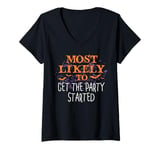 Womens Most Likely To Halloween Get The Party Started Matching V-Neck T-Shirt