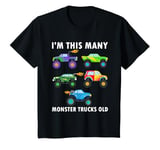 Youth 5 Years Old Boy Monster Trucks Old 5th Birthday Kids T-Shirt