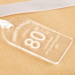 Custom Engraved 80th Birthday Bottle Tag, Clear Acrylic Gift Ideas For Her New